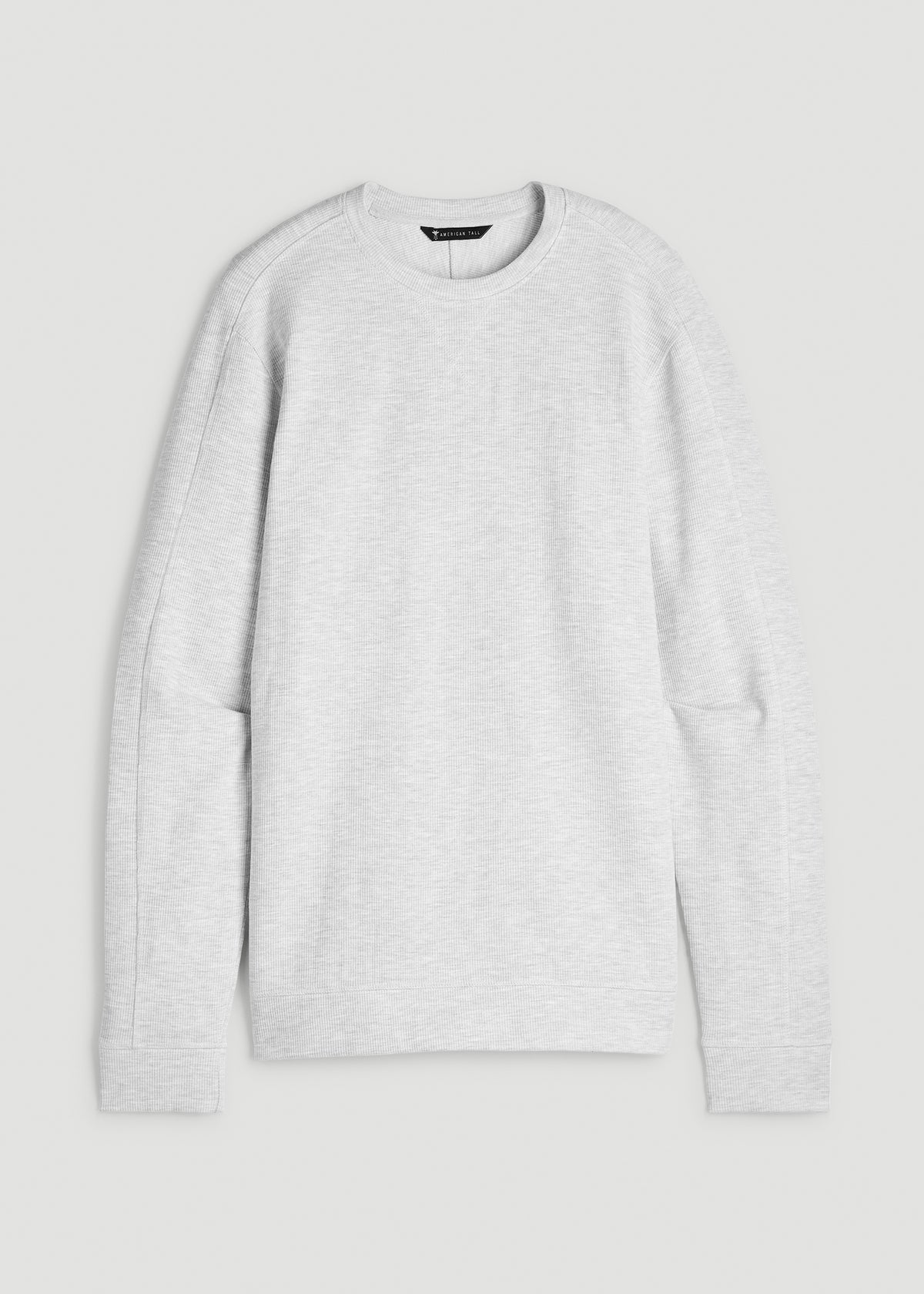 Micro-Waffle Crewneck for Tall Men in Light Heather Grey