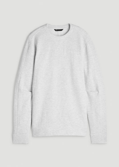 Micro-Waffle Crewneck for Tall Men in Light Heather Grey