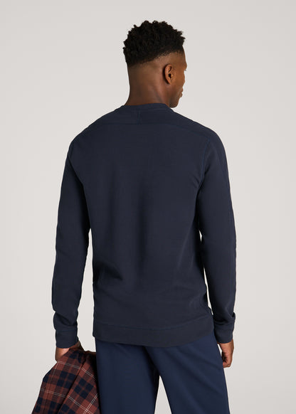 Micro-Waffle Crewneck for Tall Men in Royal Navy