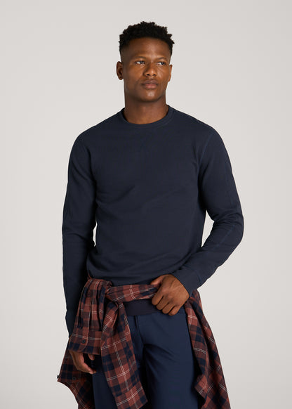 Micro-Waffle Crewneck for Tall Men in Royal Navy