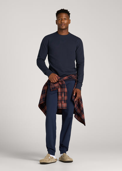 Micro-Waffle Crewneck for Tall Men in Royal Navy