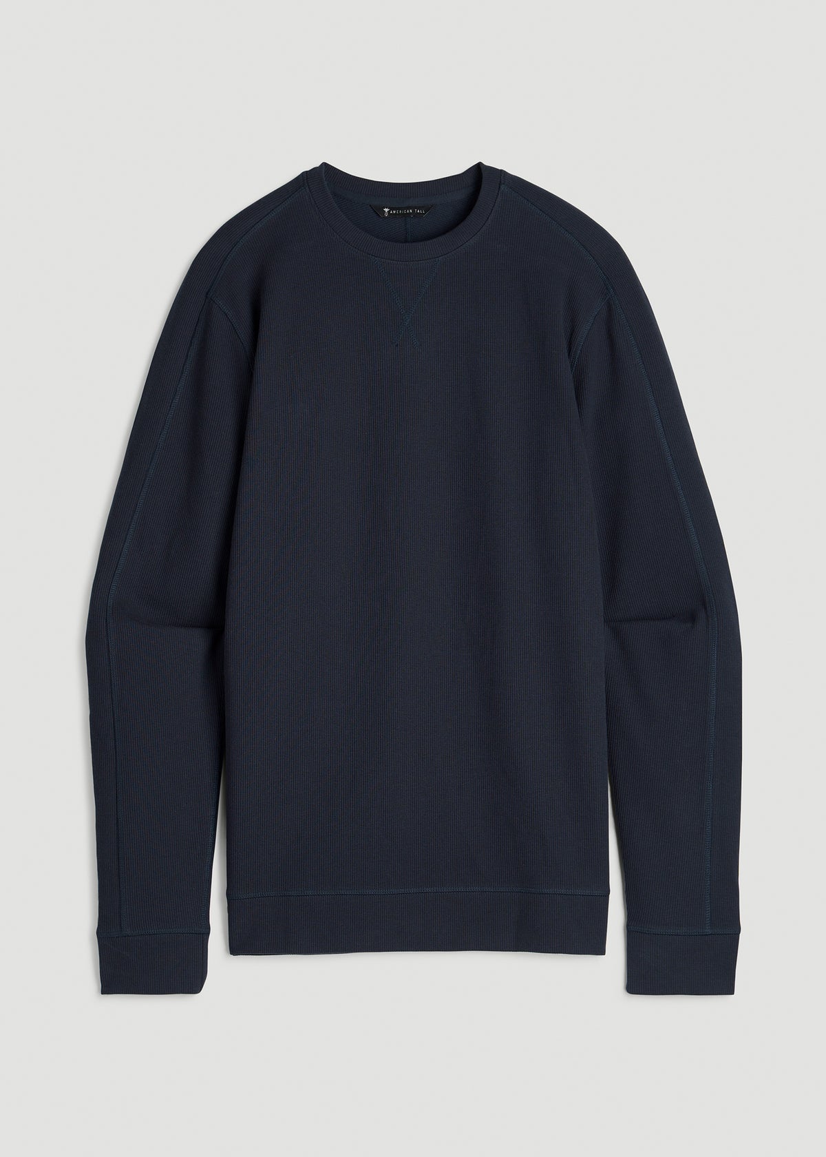 Micro-Waffle Crewneck for Tall Men in Royal Navy