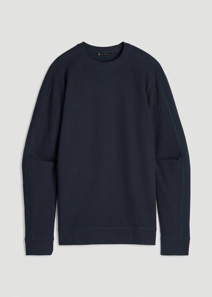 Micro-Waffle Crewneck for Tall Men in Royal Navy