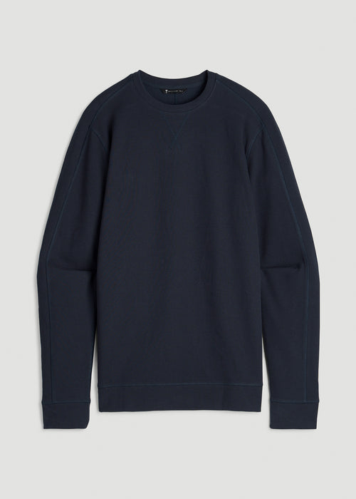 Micro-Waffle Crewneck for Tall Men in Royal Navy