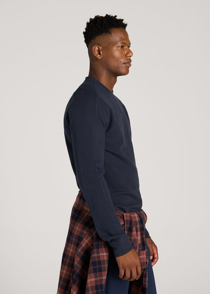 Micro-Waffle Crewneck for Tall Men in Royal Navy