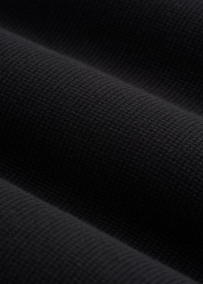 Micro-Waffle Henley for Tall Men in Black