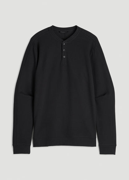 Micro-Waffle Henley for Tall Men in Black