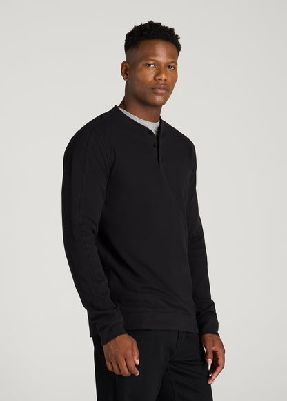 Micro-Waffle Henley for Tall Men in Black