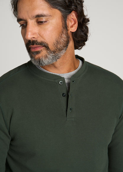 Micro-Waffle Henley for Tall Men in Boreal Forest