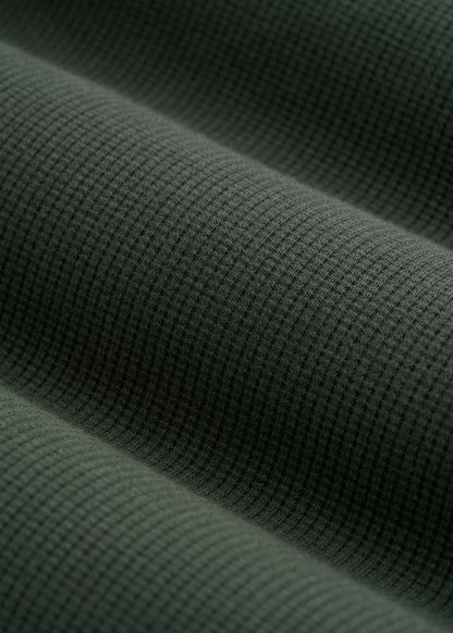 Micro-Waffle Henley for Tall Men in Boreal Forest
