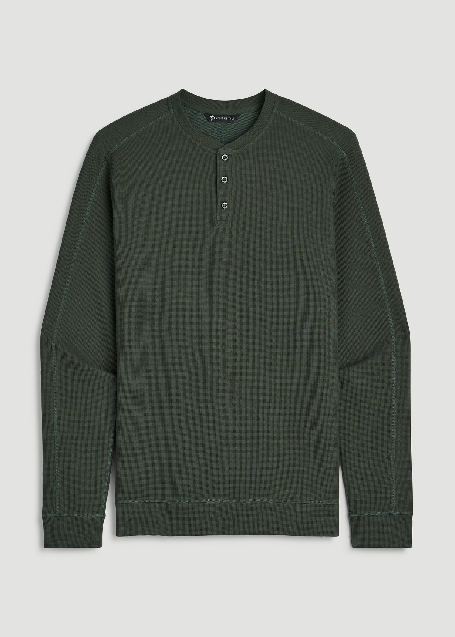 Micro-Waffle Henley for Tall Men in Boreal Forest
