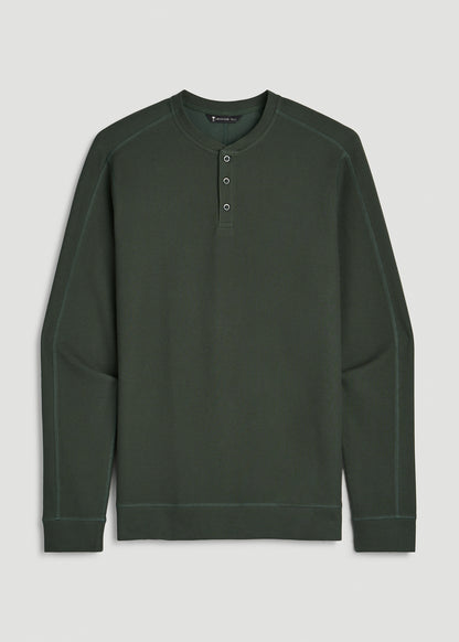 Micro-Waffle Henley for Tall Men in Boreal Forest