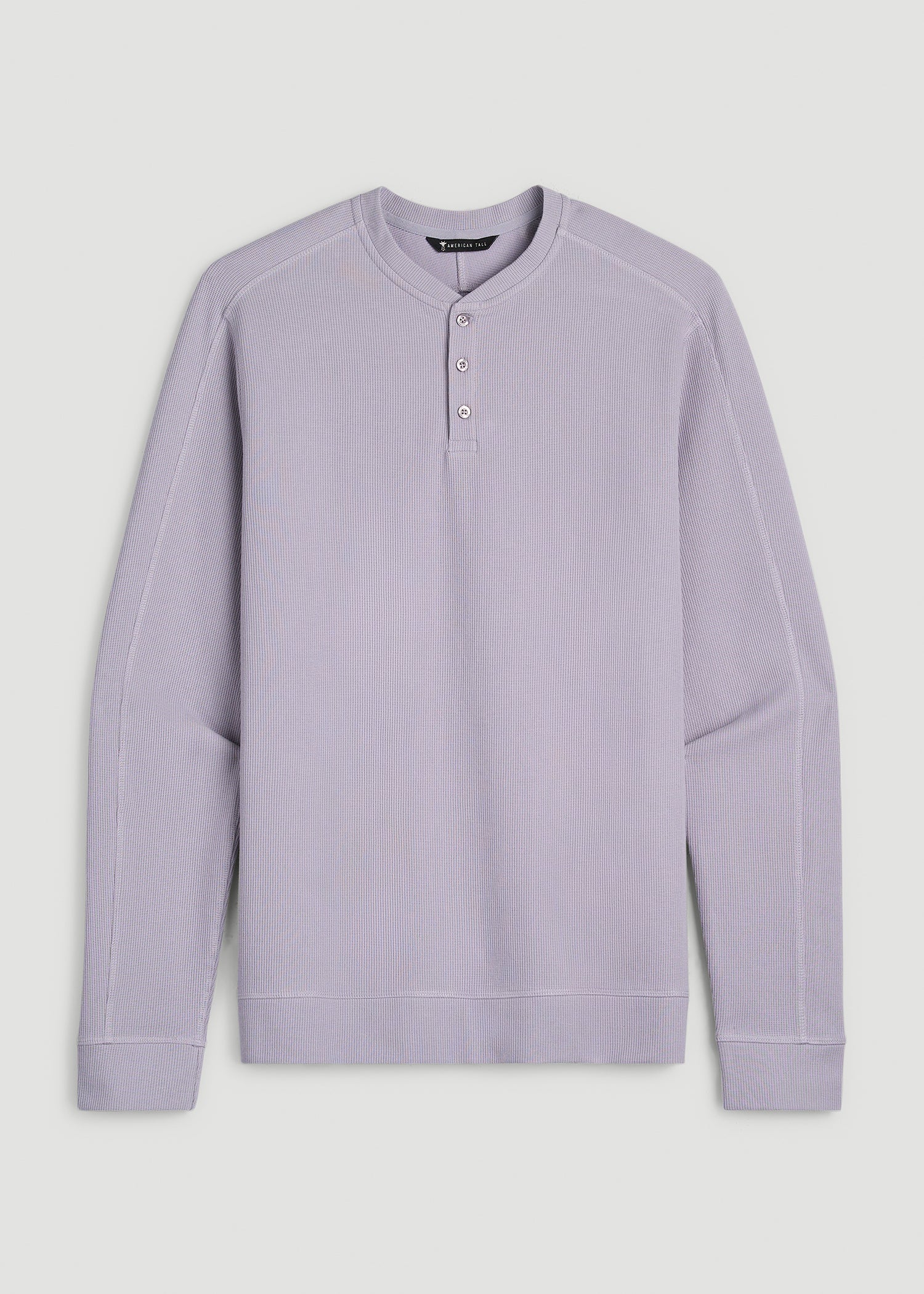 Micro-Waffle Henley for Tall Men in Dusty Lilac