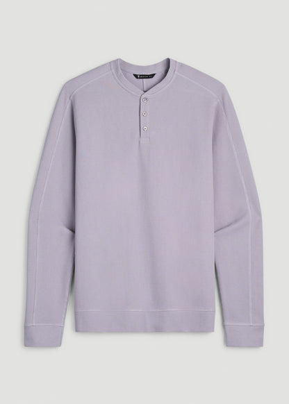 Micro-Waffle Henley for Tall Men in Dusty Lilac
