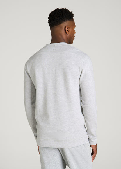 Micro-Waffle Henley for Tall Men in Light Heather Grey