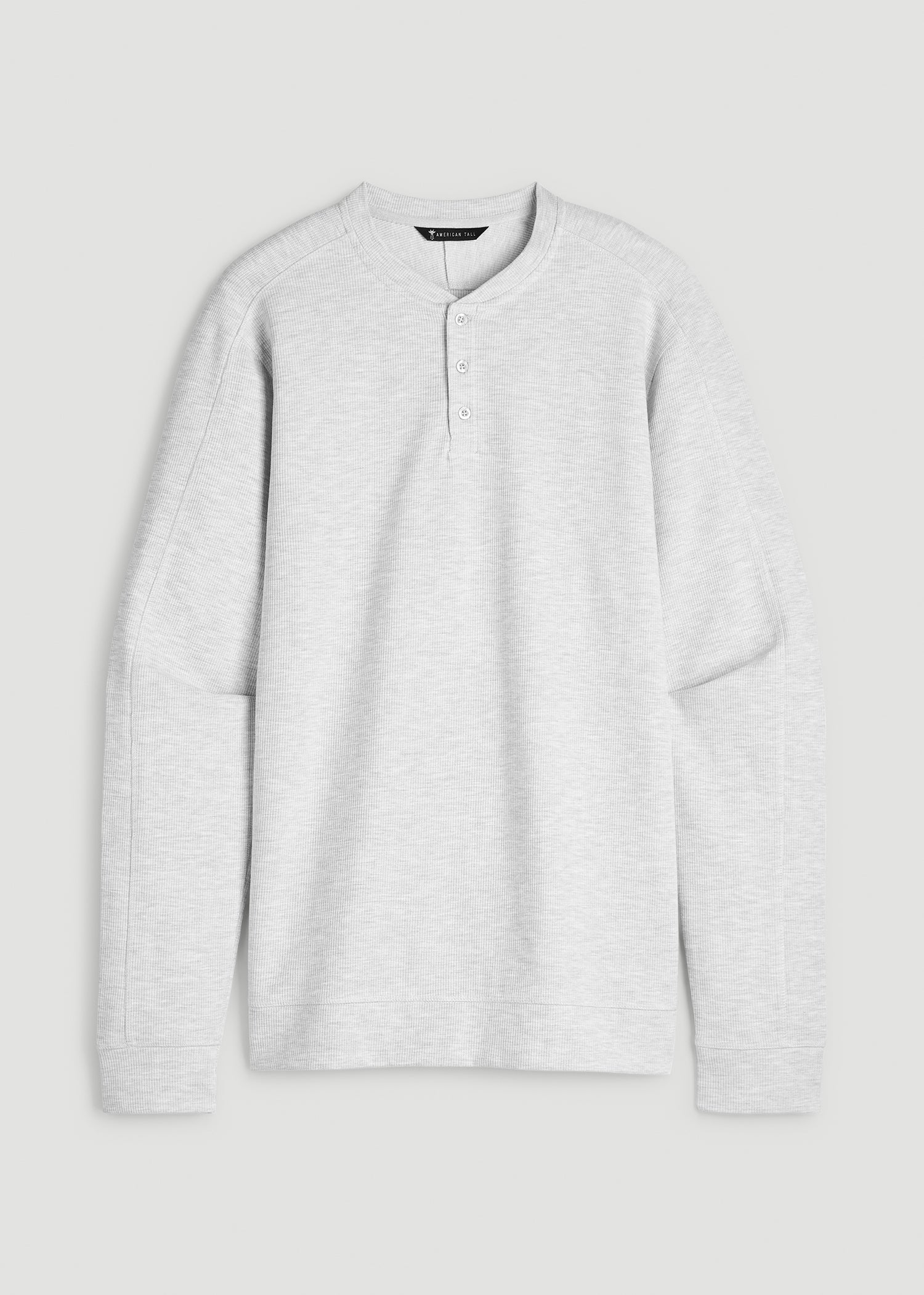 Micro-Waffle Henley for Tall Men in Light Heather Grey