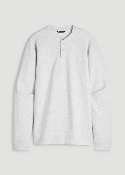 Micro-Waffle Henley for Tall Men in Light Heather Grey