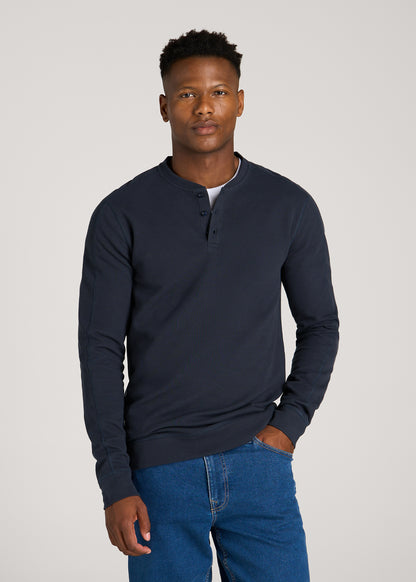 Micro-Waffle Henley for Tall Men in Royal Navy