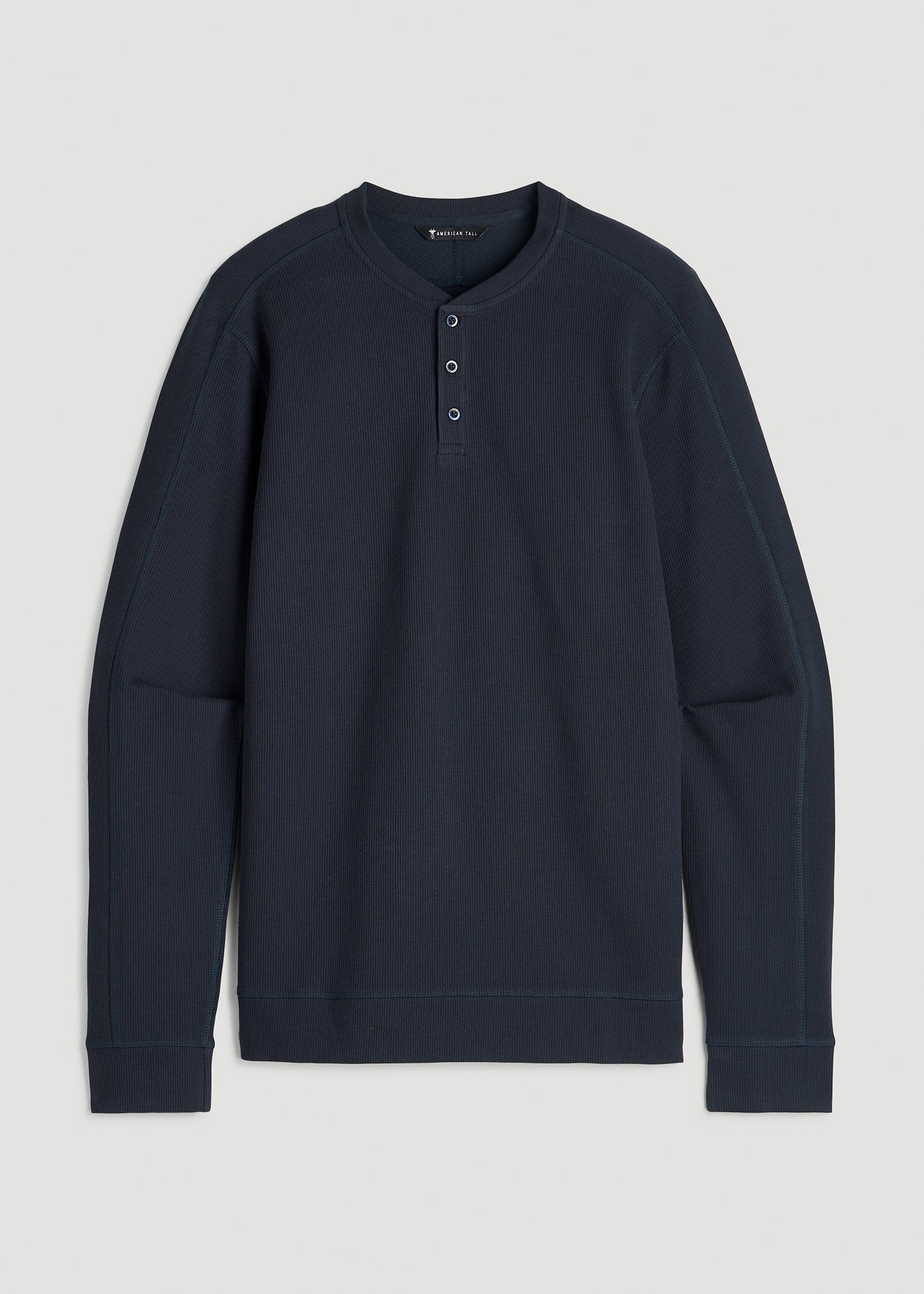 Micro-Waffle Henley for Tall Men in Royal Navy