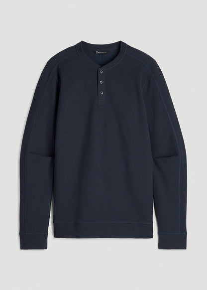 Micro-Waffle Henley for Tall Men in Royal Navy