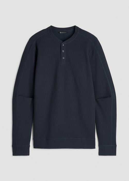 Micro-Waffle Henley for Tall Men in Royal Navy