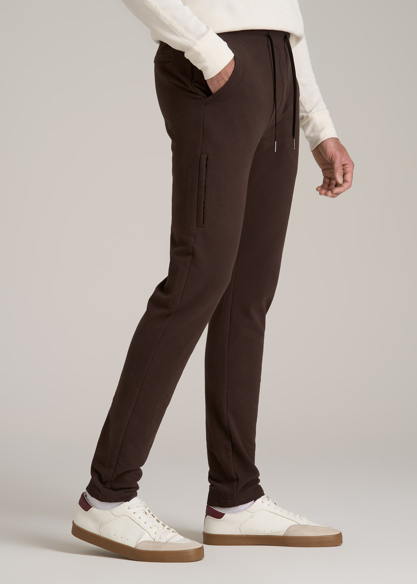 Microsanded French Terry Sweatpants for Tall Men in Espresso