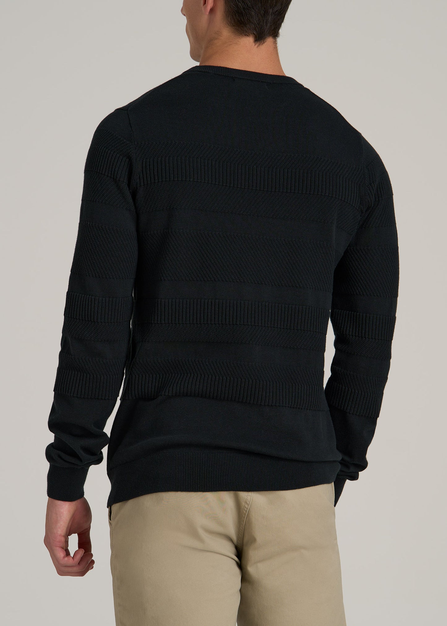 Minimalist Embossed Knit Sweater for Tall Men in Midnight Green