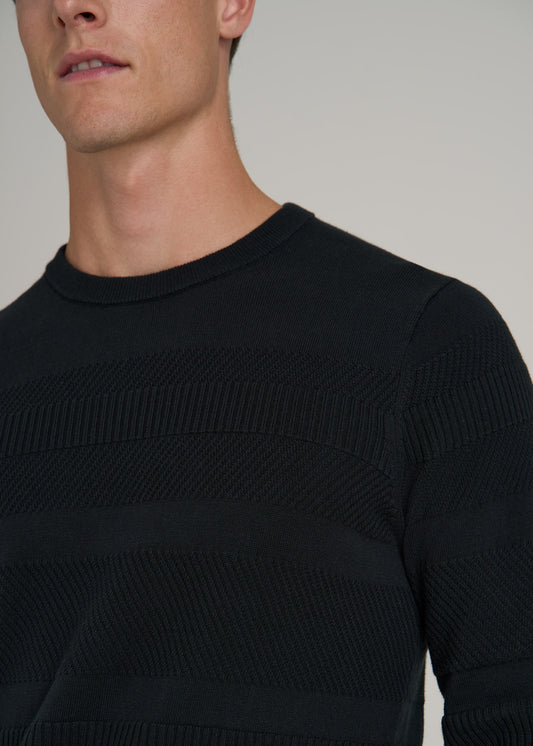 Minimalist Embossed Knit Sweater for Tall Men in Midnight Green