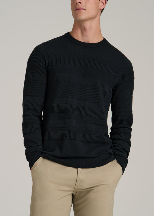 Minimalist Embossed Knit Sweater for Tall Men in Midnight Green