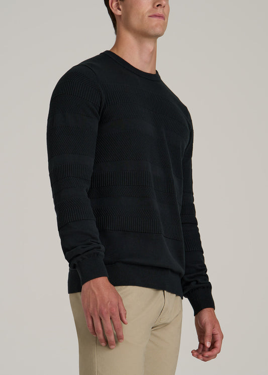 Minimalist Embossed Knit Sweater for Tall Men in Midnight Green