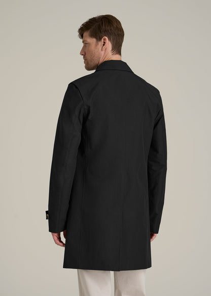 Minimalist Trench Coat for Tall Men in Black