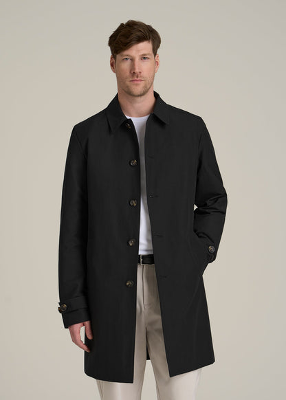 Minimalist Trench Coat for Tall Men in Black