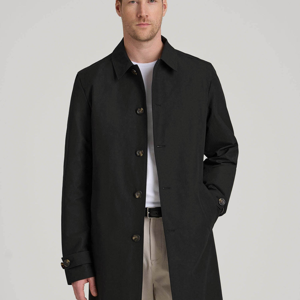 Minimalist Trench Coat for Tall Men in Black M / Tall / Black