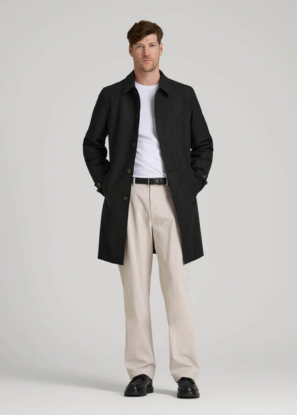 Minimalist Trench Coat for Tall Men in Black