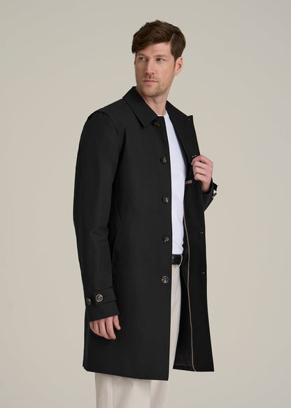 Minimalist Trench Coat for Tall Men in Black