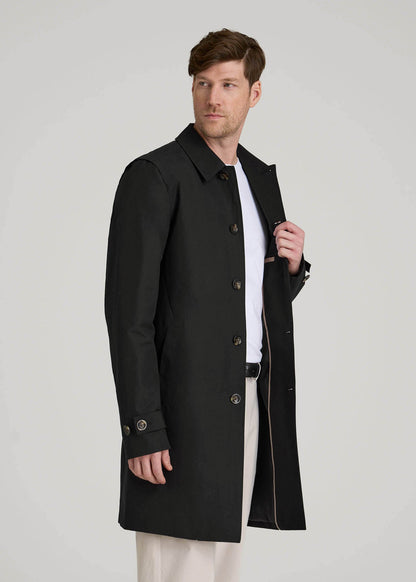 Minimalist Trench Coat for Tall Men in Black