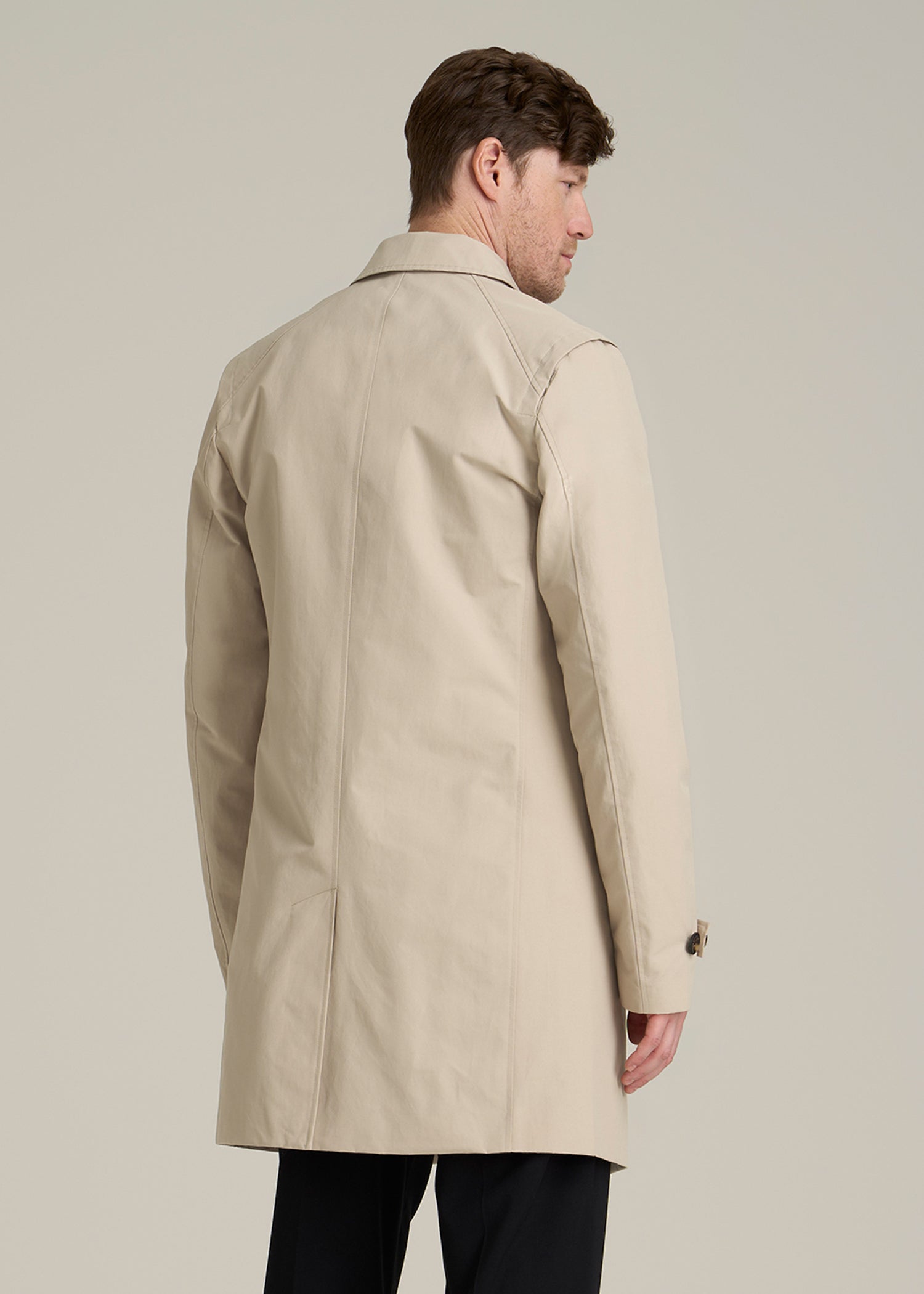 Minimalist Trench Coat for Tall Men in Light Khaki
