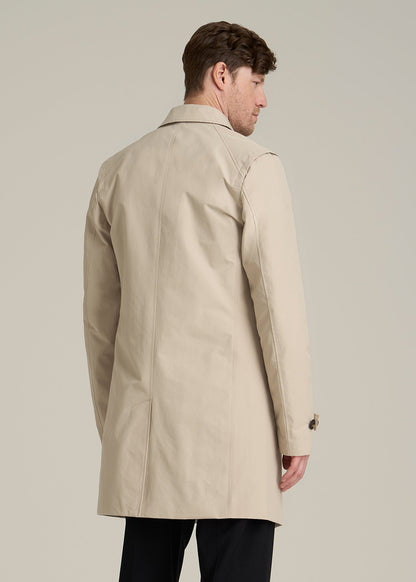 Minimalist Trench Coat for Tall Men in Light Khaki