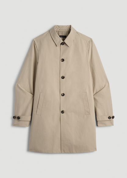 Minimalist Trench Coat for Tall Men in Light Khaki