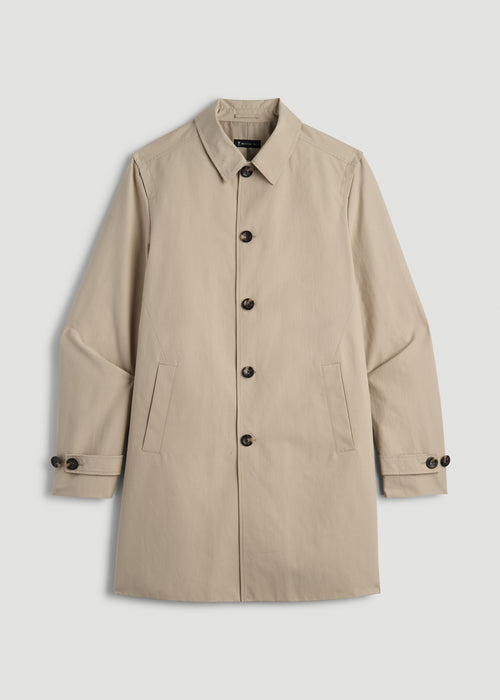 Minimalist Trench Coat for Tall Men in Light Khaki