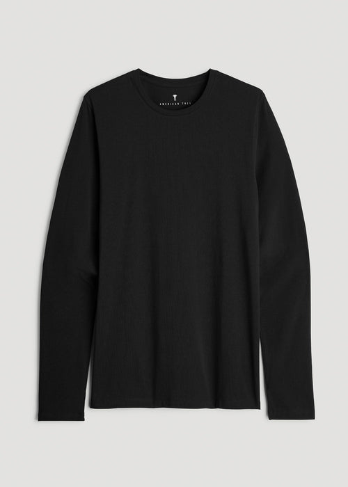 The Essential Modern Fit Crewneck Long Sleeve Tee for Tall Men in Black