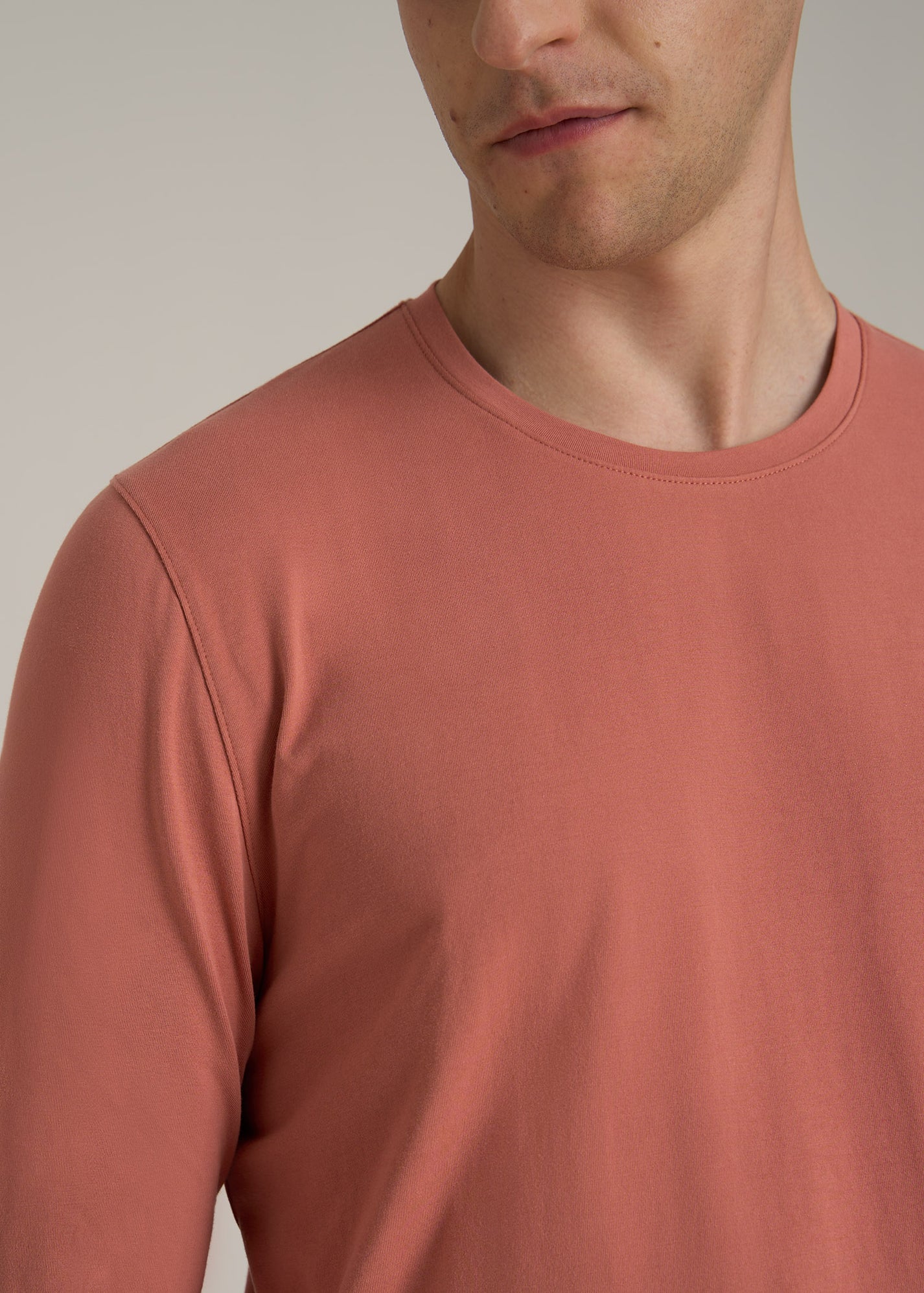 Modern Fit Stretch Cotton Long Sleeve Tall Men's Tee | American Tall