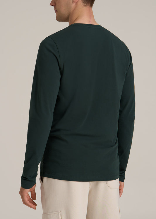 MODERN-FIT Stretch Cotton Long Sleeve Tall Men's Tee in Pine Grove