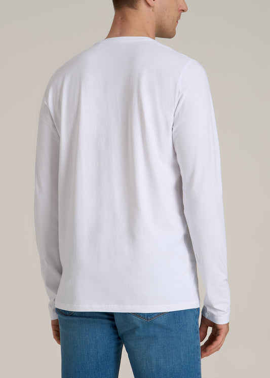 MODERN-FIT Stretch Cotton Long Sleeve Tall Men's Tee in White