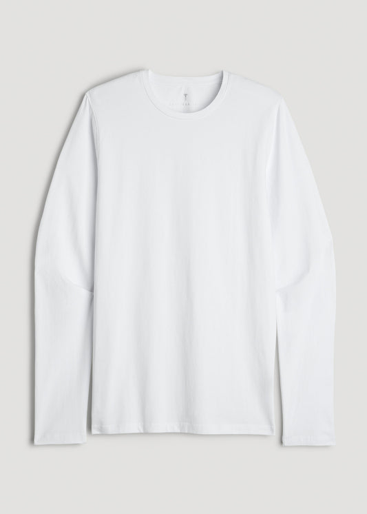 MODERN-FIT Stretch Cotton Long Sleeve Tall Men's Tee in White