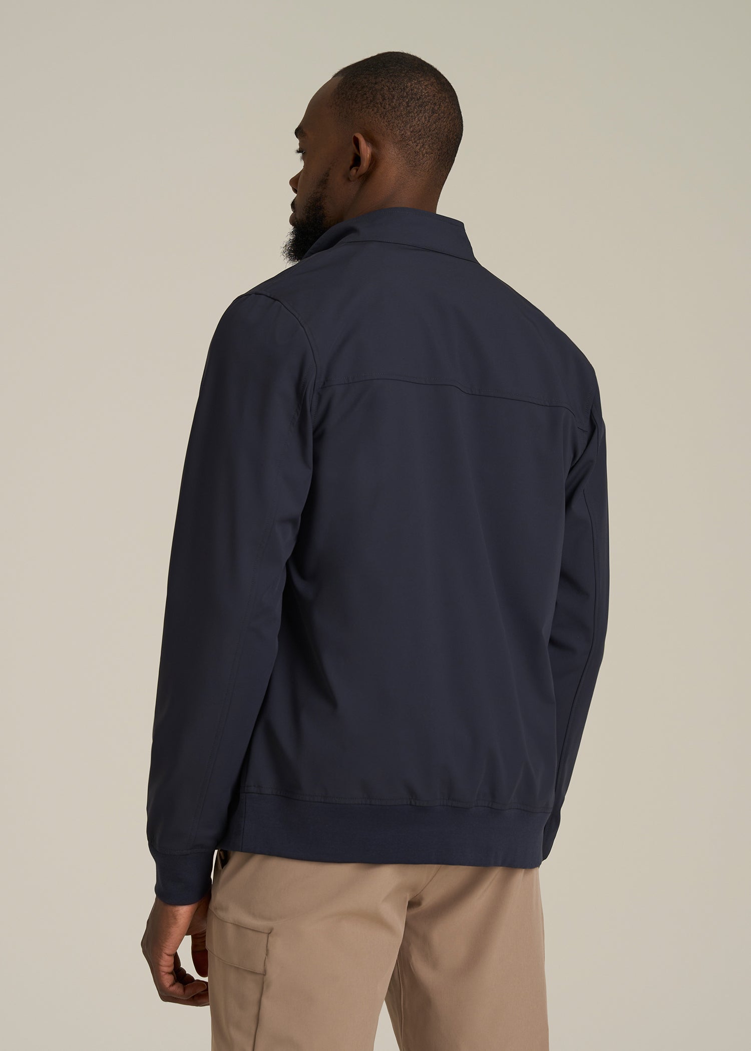 Motion Bomber Jacket for Tall Men in Deep Navy