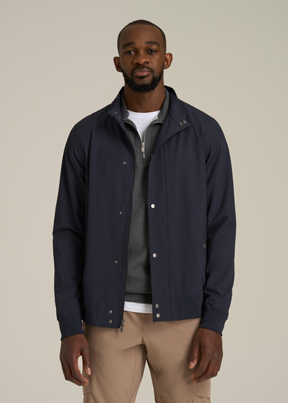 Motion Bomber Jacket for Tall Men in Deep Navy
