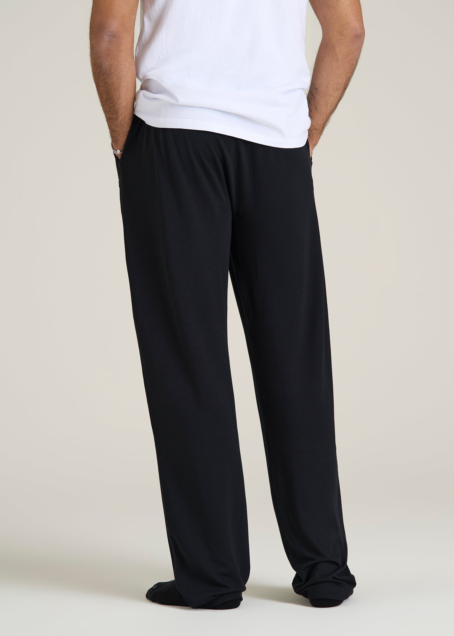 Open-Bottom Pajama Pants for Tall Men in Black