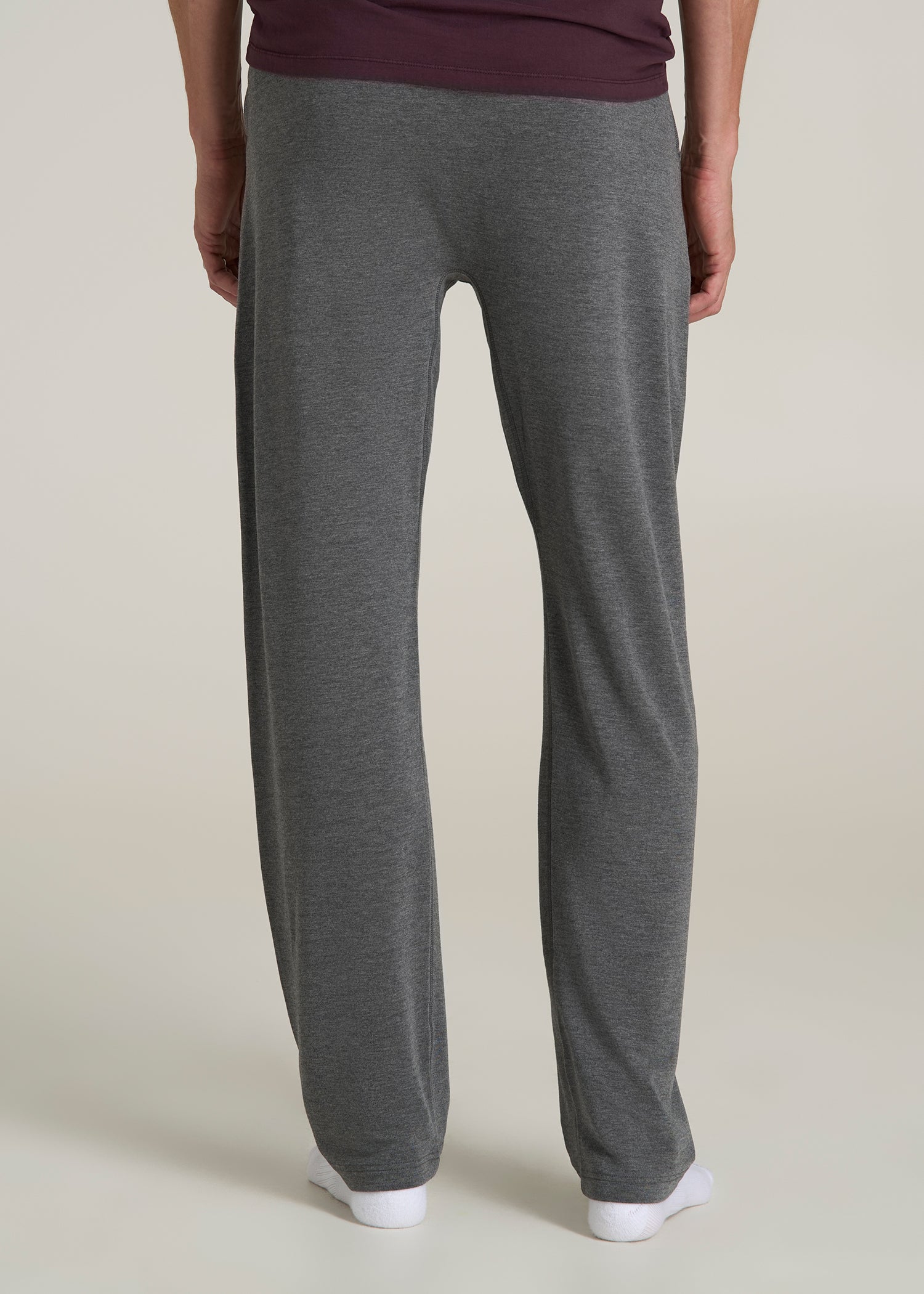 Open-Bottom Pajama Pants for Tall Men in Charcoal Mix