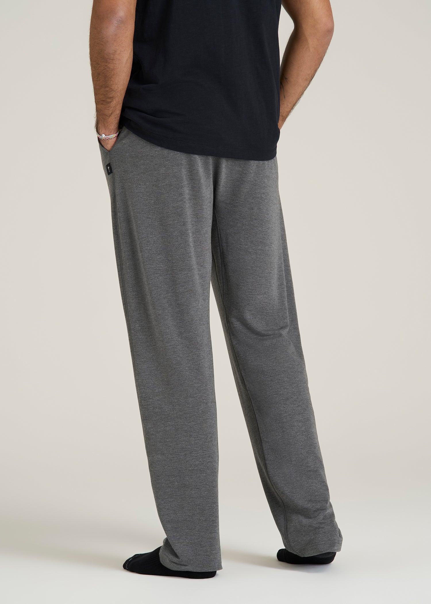 Open-Bottom Pajama Pants for Tall Men in Charcoal Mix